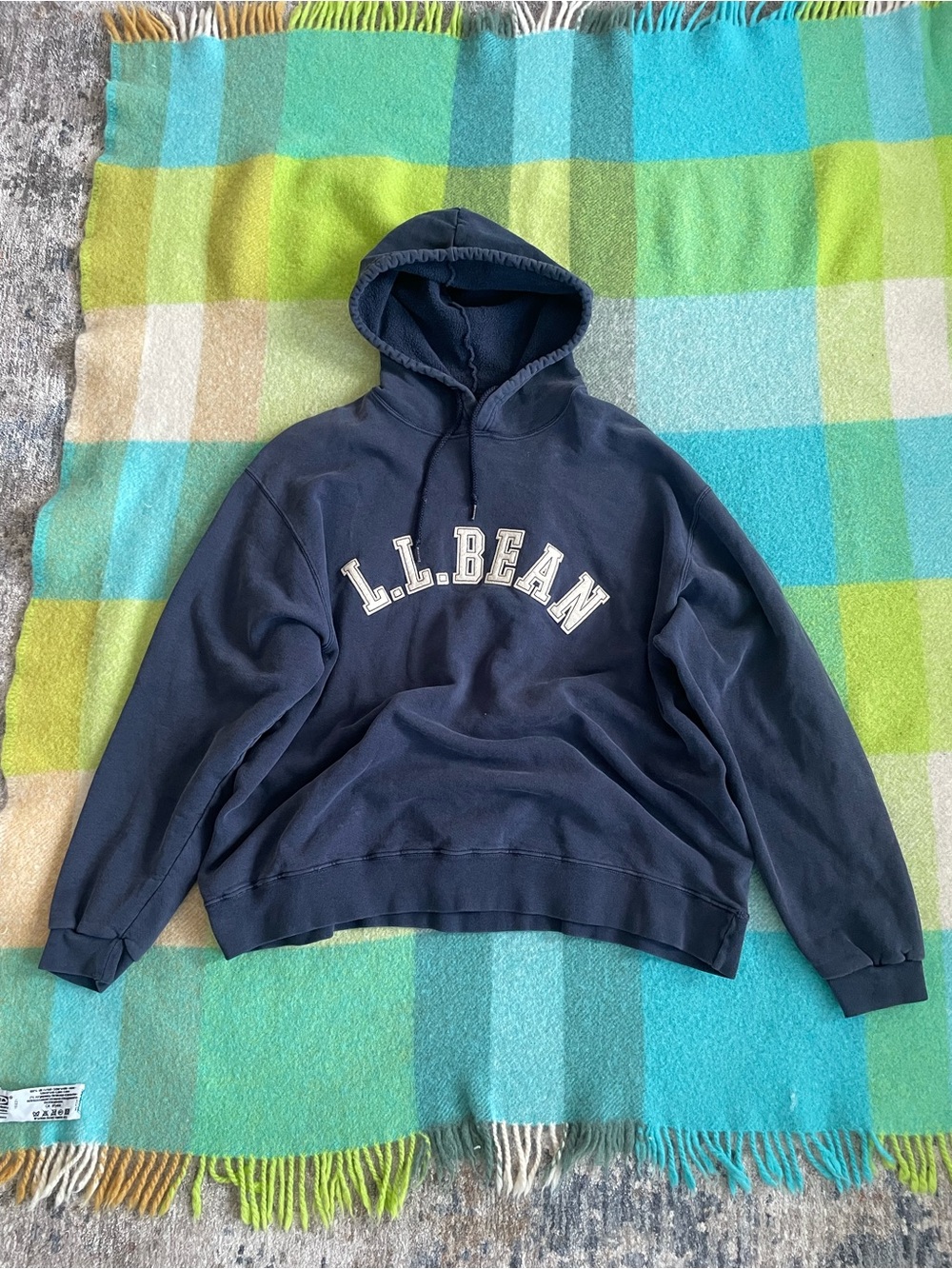 Vintage 90s L.L.Bean by Russell Athletic Navy Spell Out Hoodie Women’s Size XL